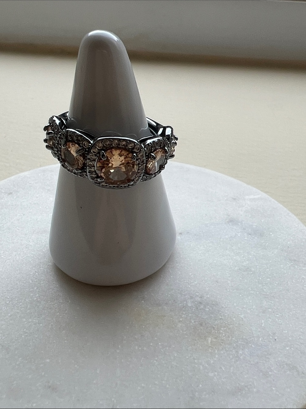 bp Silver-Tone Ring with Champagne Stones